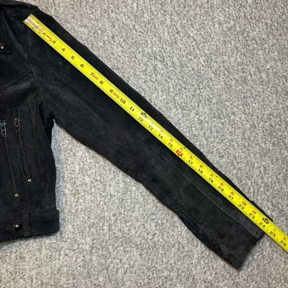 Blank NYC Women’s Suede Moto Jacket Asymmetrical Zip Soft Black Onyx Size L - Picture 12 of 14
